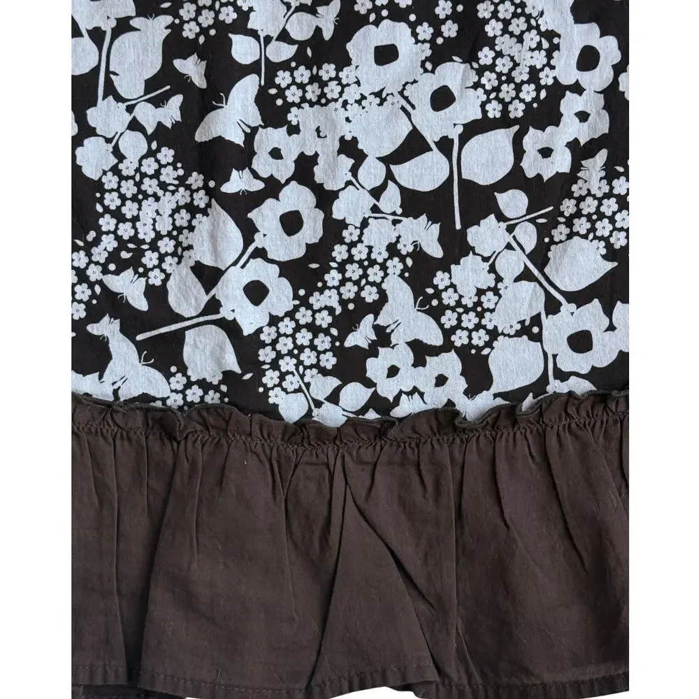 Cottagecore Cherokee Floral Maxi Dress 4T Brown White
